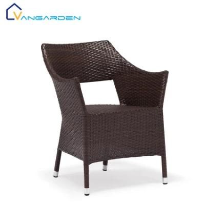 Direct Factory Modern Stackable Metal Plastic Rattan Outdoor Garden Lounge Dining Chair