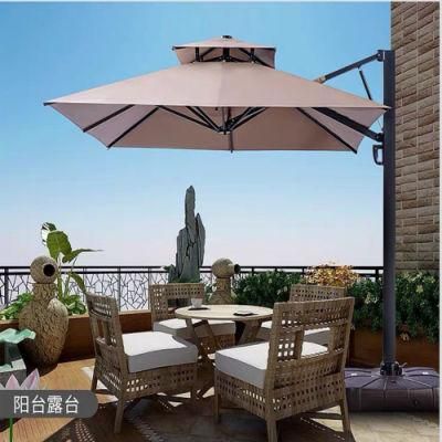 Outdoor Sunshade Traditional Double Top Hydraulic Side Pole Umbrella