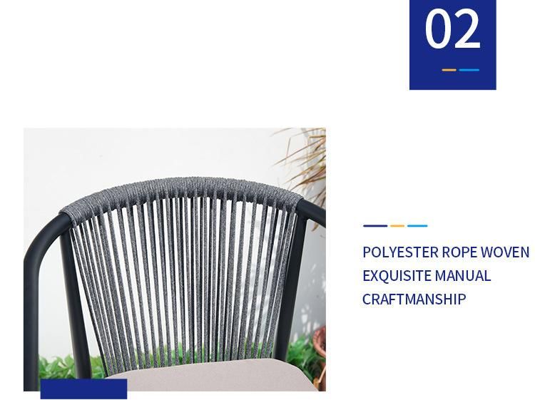 Vangarden Patio Outdoor Garden Aluminum Rope Bar Chair