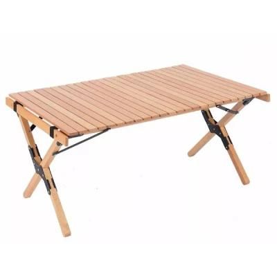 Solid Wood Outdoor Folding Table and Chair Set Outdoor Egg Roll Camping Tables