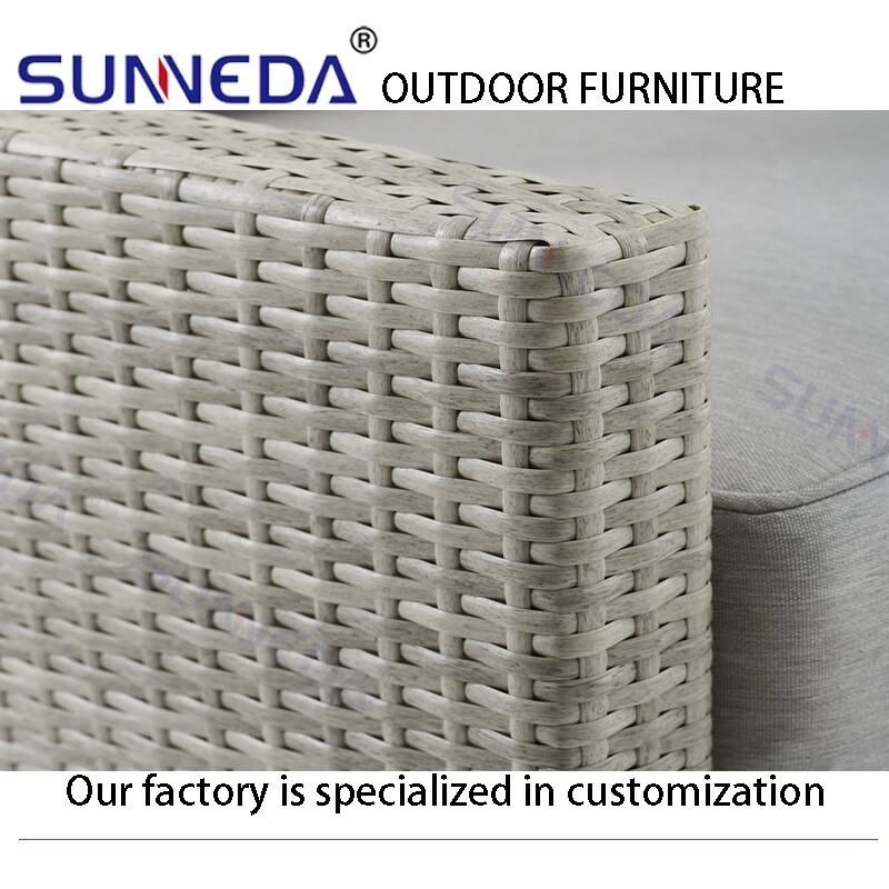 Nordic Style Outdoor Chair Aluminum Rattan Wicker Woven Sofa Sets Garden