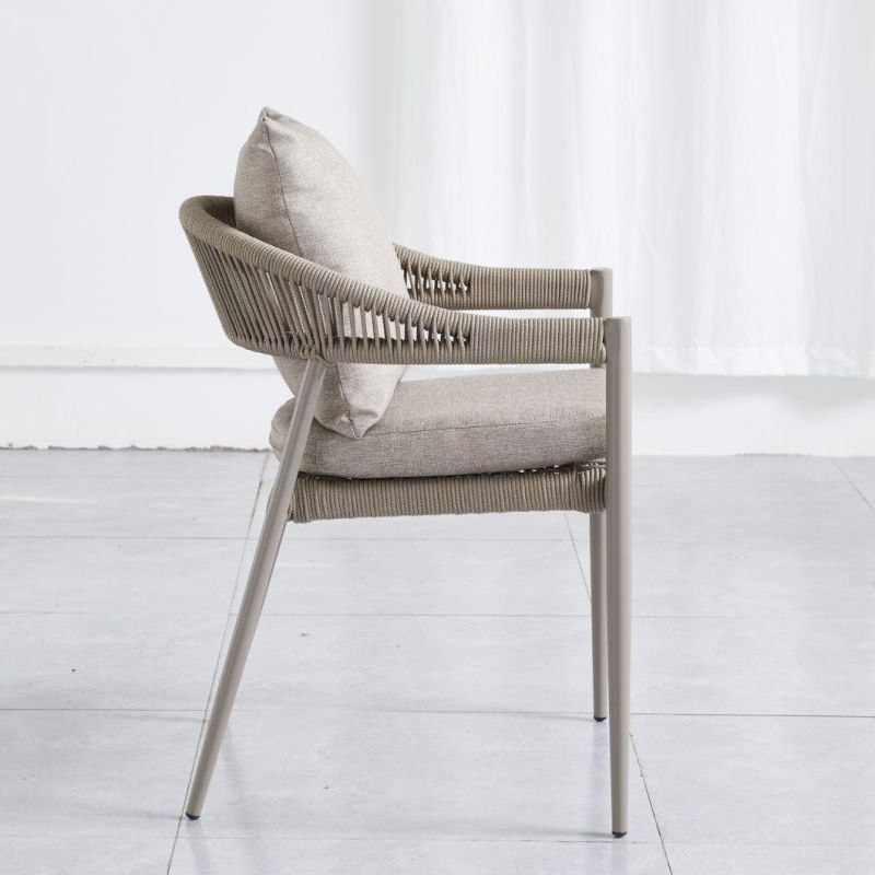 New Design Patio Chair Leisure Courtyard Rope Weave Chair Good Quality UV-Resistant Aluminum Garden Chair