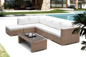 King Patio Leisure Outdoor Hotel Resort Furniture Rattan L Sharped Sofa Belt Woven Aluminum Furniture Resort Garden Corner Sofa