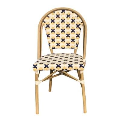 Customized Pattern Durable French Patio Synthetic Rattan Chair with Alumium Legs