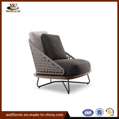 2018 Well Furnir Rope Wood Collection Single Sofa Chair Outdoor Furniture (WF-0602)