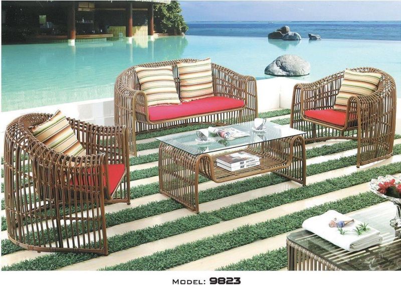 Wholesale PE Woven Outdoor Rattan Sofa Table Set Patio Furniture