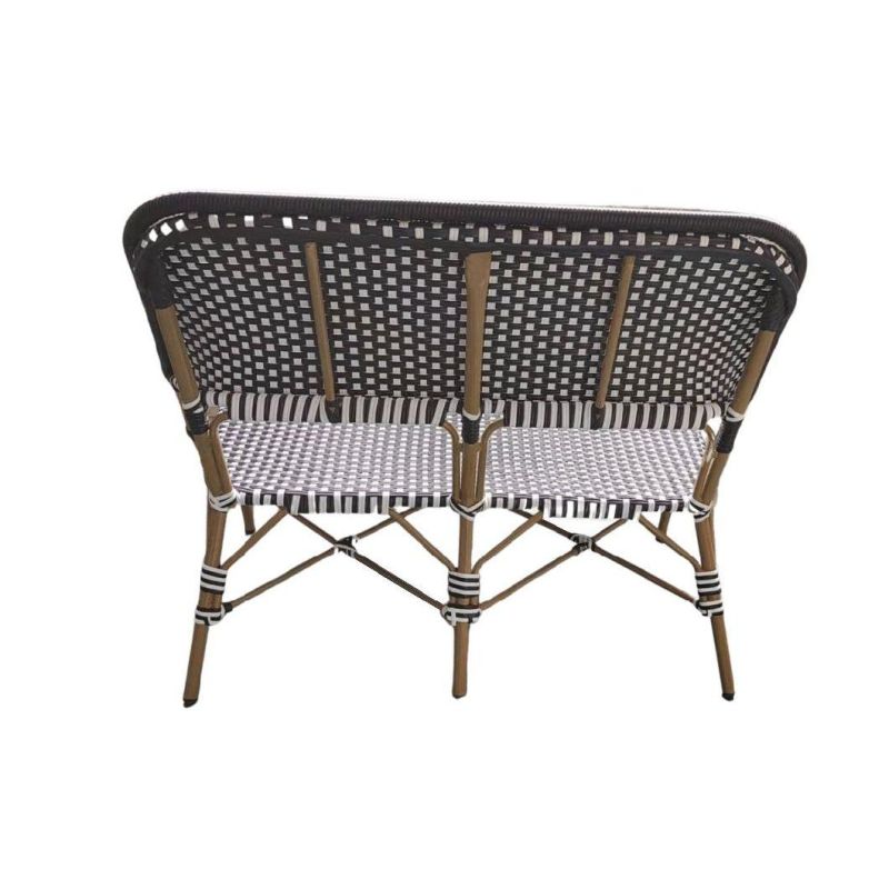 Hand Made PE Rattan Braiding Two Seats out Door Restaurant Coffee Shop Dining Chairs