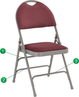 Triple Braced Navy Fabric Metal Folding Chair