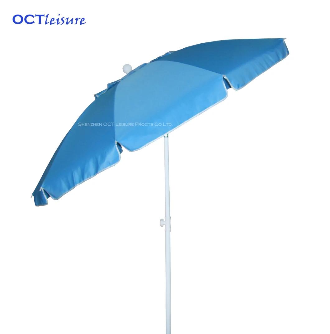 Strong Type Beach Outdoor Parasol with Thick Cover in White and Blue (OCT-BUSTU06)