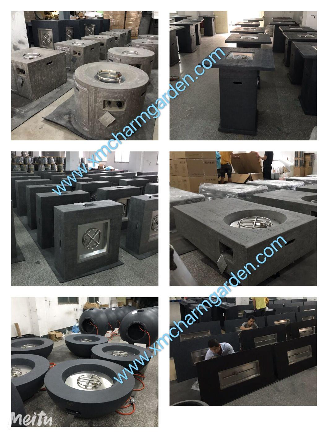 Outdoor Concrete Gas Fire Table, Fire Pit Table in Column Shape