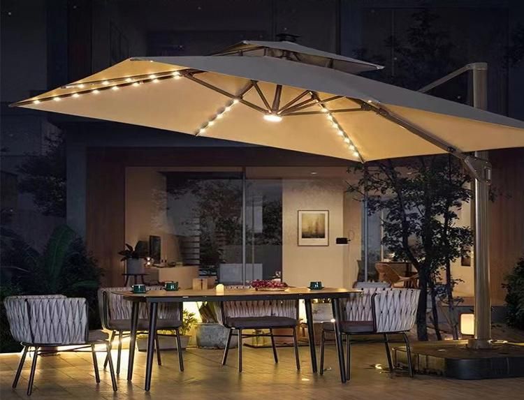 Wholesale Patio LED Light Garden Furniture Sun Shade Parasol Umbrella Outdoor Umbrellas Restaurant Cover Sun Shading Parasol Solar Charge LED Light Umbrella