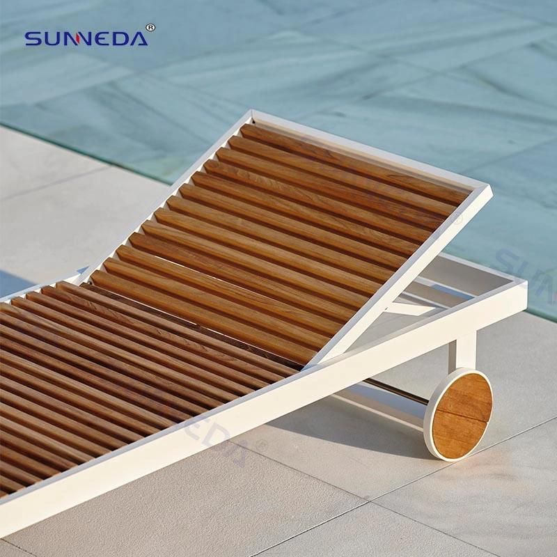 Adjustable Aluminum Frame Furniture Garden Lounger Recumbent Beds with Wheels