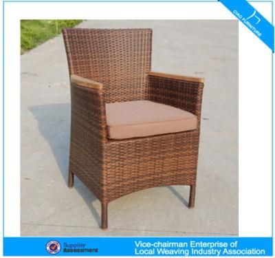 F - Outdoor Garden Rattan Dining Arm Teakwood Chair (C-2019B)