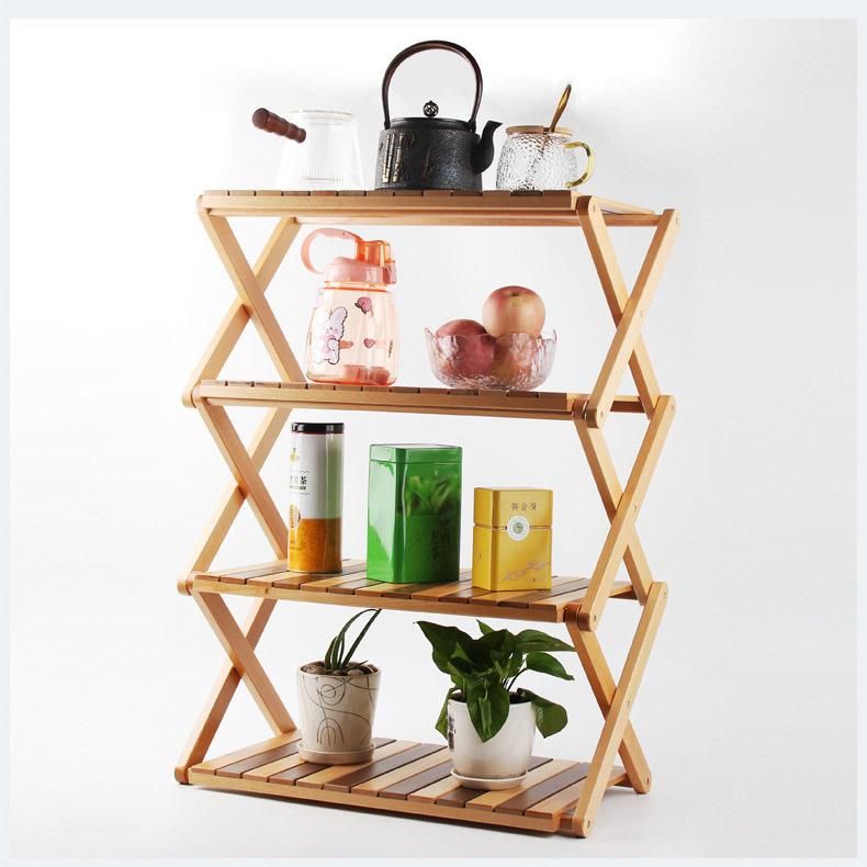 Top Quality Multi-Function Outdoor Camping Four Layers Wooden Storage Shelf