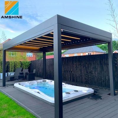 Waterproof Aluminum Sunroom Modern Gazebo Remote Control Electric Opening and Closing Patio Roof Pergola Garden