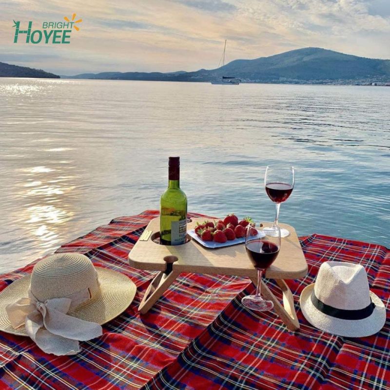 Bamboo Wooden Portable Folding Wine and Champagne Picnic Table