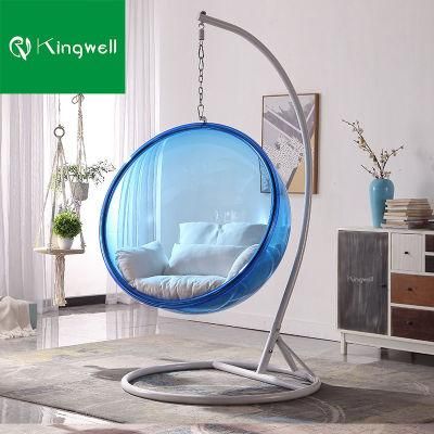 Indoor High Quality Acrylic Blue Bubble Chair with Hanging Frame