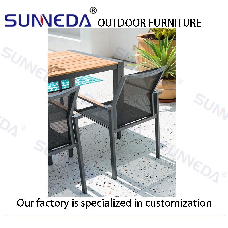 Modern Leisure Outdoor Garden Chair Balcony Plastic Wood Table and Chair Dining Furniture