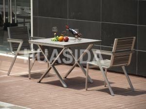 304 Glossy UV Resistant Stainless Steel Outdoor Dining Table Set