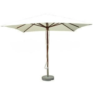 3m X 3m White Square Commercial Patio Umbrellas Wood Pole