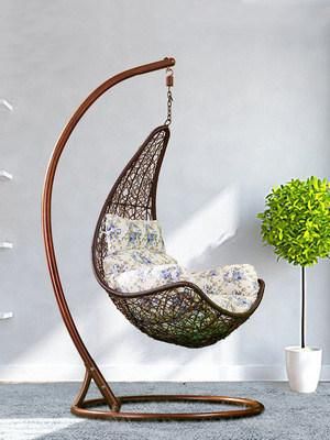 Wicker Rattan Leisure Home Hanging Handmade Cushion Egg Swing Chair