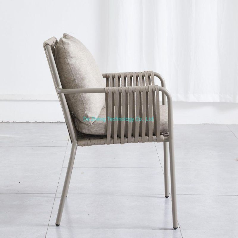 High Quality Garden Powder Coated Aluminium Outdoor Chair Modern New Design Chair Outdoor Leisure Weaving Rope Chair