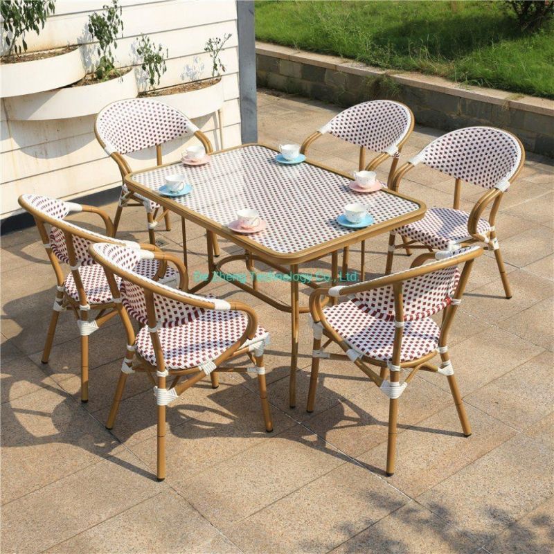 Manufacturer Wholesale Garden Outdoor Table Set Tempered Glass Leisure Table Supplier Wicker Aluminum Rattan Table