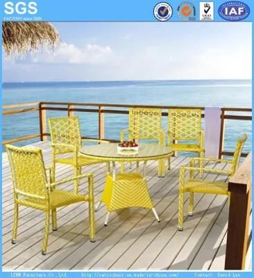 Seaside Outdoor Restaurant Dining Set Rattan Wicker Table and Chairs Garden Set