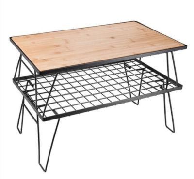 Multi-Purpose Tableware Drainer Outdoor Folding Grid Table Bamboo Board Camping Portable Barbecue Table