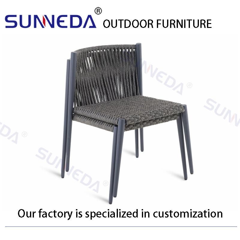 Garden Furniture Aluminum Round Outdoor Coffee Table with Stainless Steel Base