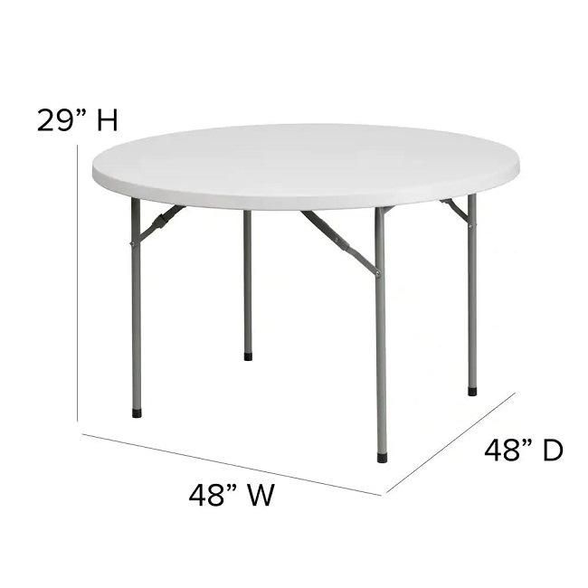 Outdoor 4 Foot 120cm Plastic Portable White Round Folding Table