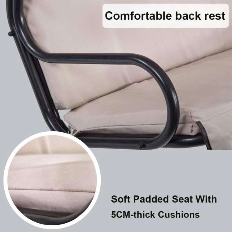 Suitable for 2 or 3 Person Weightlessness Garden Swing Chair with Sun Shadow Cover