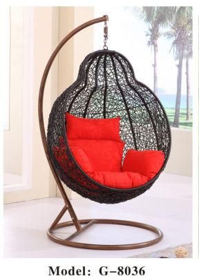 Homgrace Hanging Basket Egg Chair, Detachable Wicker Hanging Swing Chair with Cushion Stand for Garden Decoration