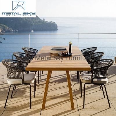 Outdoor Rattan Wicker Rope Metal Garden Hotel Restaurant Aluminum Chair