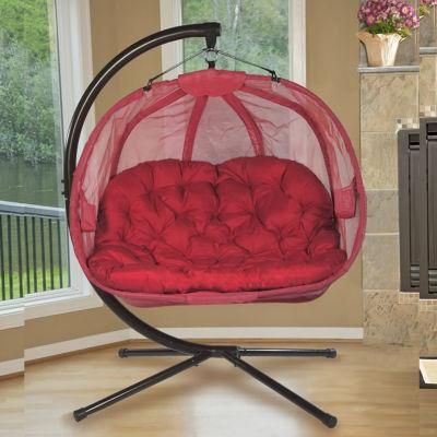 Best Choice Double Rattan Patio Hanging Swing Chair with Cushion