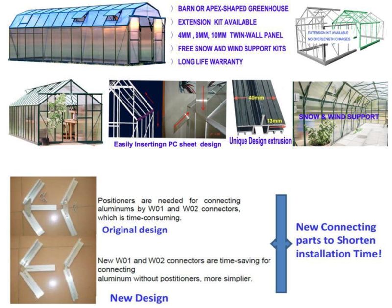 Smart Design Farming Use Polycarbonate Sheet Walk in Hobby Greenhouses Gazebo (RDGS0819-6mm)