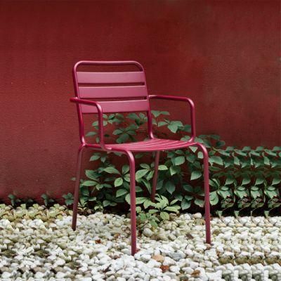 Porch Furniture All Weather Resistant Metal Stackable Casual Armchair Lounge Tea Chair