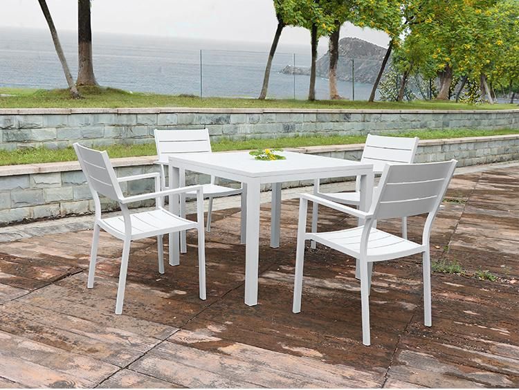 5-Piece Metal Patio Outdoor Dining Set Garden Table and Stack Chairs Patio Furniture