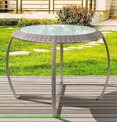 Creative Circle Saves Space Outdoor Garden Furniture Dark Rattan Dining Sectional Sofa and Table Set