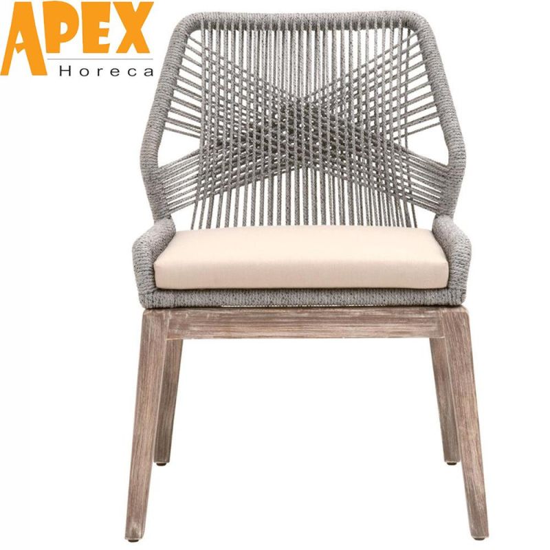 Factory Supply Modern Garden Hotel Furniture Aluminum Rope Dining Chair