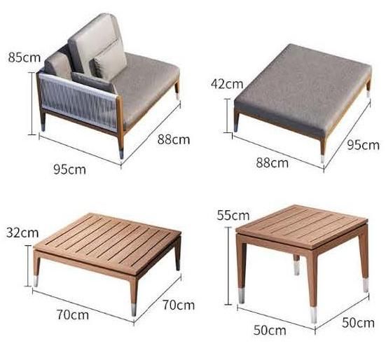 Zhida Modern Garden Furniture Outdoor Set Leisure Wicker Sofa Outdoor Chair Furniture Rattan Sectional Sofa with Wooden Table