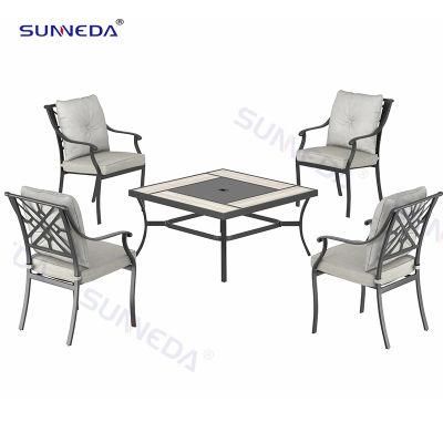 Factory Custom Outdoor Table Set with Waterproof Seat-Back Cushion