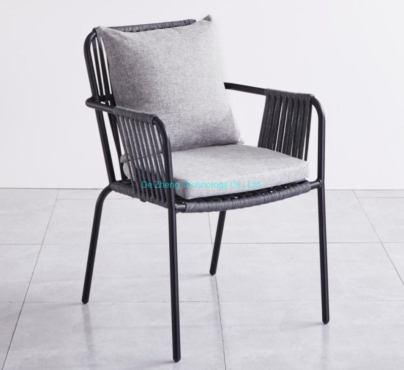 High Quality Garden Powder Coated Aluminium Outdoor Chair Modern New Design Chair Outdoor Leisure Weaving Rope Chair