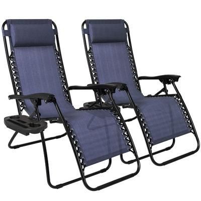 Portable Sun Bed Beach Chair Folding Patio Lounger Chair Ergonomic Zero Gravity Chair with Cup Holder