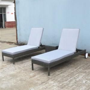 Uplion Outdoor Wicker Chaise Lounger Garden Double Aluminium Rattan Pool Sun Loungers with Table Sunbed