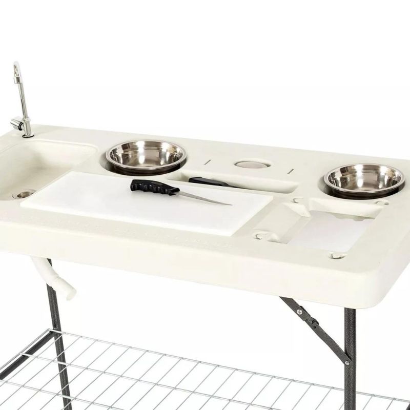 Widely Used White Outdoor Kitchen Table for Camping, Fish Cleaning Table