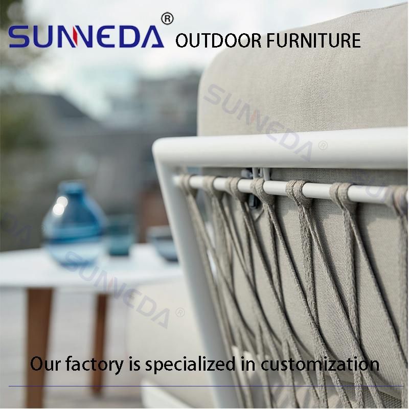 Outdoor Rope Mix Woven Love Seat and Table Covers Antiskid Material Cushion Sofa