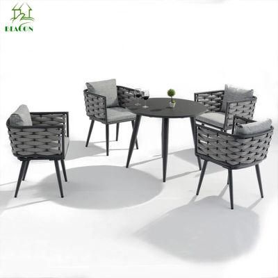 Modern Outdoor Garden Patio Leisure Rope Aluminum Dining Table Set