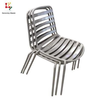 Stackable Commerical Furniture Restaurtant Cafe Outdoor Coffee Shop Cafe Aluminium Frame Dining Chair