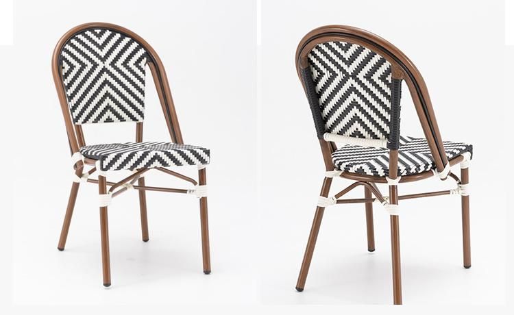 Vangarden Outdoor Metal Rattan Bistro Chair French Style for Cafe
